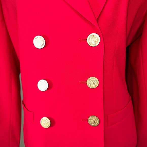 VINTAGE NWT Kasper Red Double-Breasted Blazer and Skirt Set - Picture 4 of 16